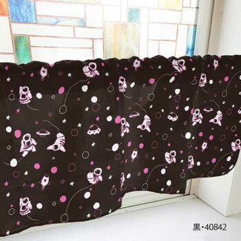 カフェカーテン 宇宙飛行士 800×450mm 黒・40842 [ラッピング不可][代引不可][同梱不可]