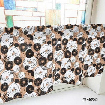 カフェカーテン ドーナツ 800×450mm 茶・40942 [ラッピング不可][代引不可][同梱不可]