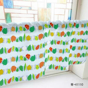 カフェカーテン 色んな形 葉っぱ 800×450mm 青・41110 [ラッピング不可][代引不可][同梱不可]