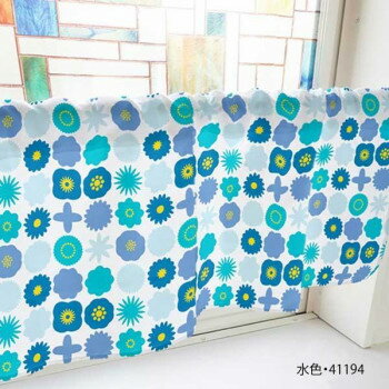 カフェカーテン モチーフ 800×450mm 水色・41194 [ラッピング不可][代引不可][同梱不可]