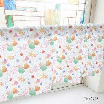 カフェカーテン 海 800×450mm 白・41226 [ラッピング不可][代引不可][同梱不可]