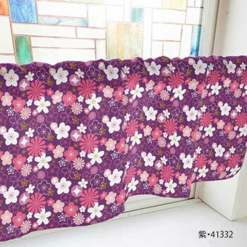 カフェカーテン 花 800×450mm 紫・41332 [ラッピング不可][代引不可][同梱不可]