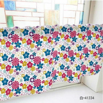 カフェカーテン 花 800×450mm 白・41334 [ラッピング不可][代引不可][同梱不可]