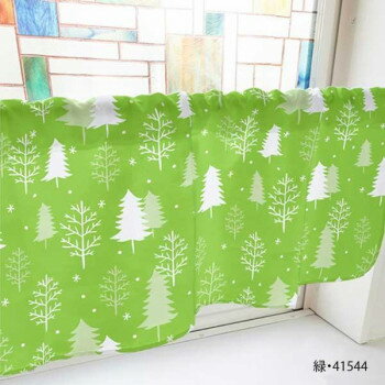 カフェカーテン 冬の木 800×450mm 緑・41544 [ラッピング不可][代引不可][同梱不可]