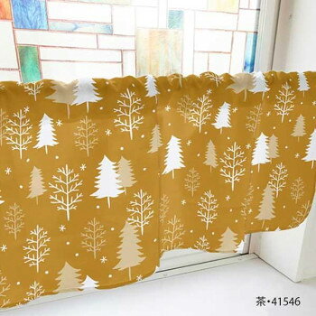カフェカーテン 冬の木 800×450mm 茶・41546 [ラッピング不可][代引不可][同梱不可]