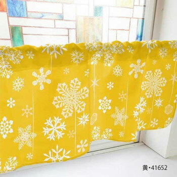 カフェカーテン 雪の結晶 800×450mm 黄・41652 [ラッピング不可][代引不可][同梱不可]