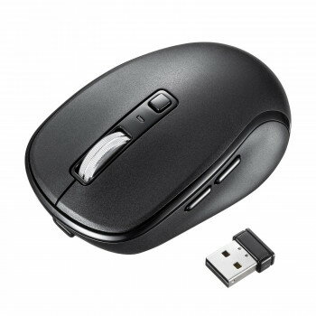 サンワサプライ 静音ワイヤレスブルーLEDマウス(充電式・5ボタン) ブラック MA-WBS520BK