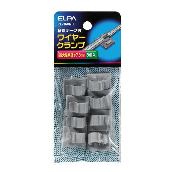 　ギフト対応について　楽天国際配送対象店舗 （海外配送）　Rakuten International Shipping【メール便(ネコポス)の配送について】※こちらの商品は、4個まで[メール便(ネコポス)]での発送が可能です。※[メール便]での発送をご希望の場合は、注文確認画面にて[配送方法]を[メール便]に変更してください。[配送方法]を変更されてない場合は、[宅配便]での発送となり通常の送料が掛かります。※5個以上となった場合は、[個口数分の送料]もしくは[宅配便での送料]を適用いたします。※[他商品との同梱][代金引換][配達日時指定]でのご注文をお受けできません。※原則ポスト投函となります。通常の[宅配便]と違い配達までのお時間が掛かる場合があります。&nbsp;ワイヤークランプ PE-360NHおすすめ【ワイヤークランプ PE-360NH】 fk094igrjs 釘の打てない狭い場所や、タイル、ガラス等の表面にコードを固定する場合に使用します。サイズ個装サイズ：13×6×2cm重量個装重量：13g素材・材質66ナイロン仕様最大結束径:7.8mm入数:8カラー:グレー付属品粘着テープ生産国中国 製品詳細 商品名：ワイヤークランプ PE-360NHカラー・サイズ名称：1955123JANコード：4901087194094 広告文責 (有)イースクエアTEL:0120-532-772 ※お客さま都合による、ご注文後の[キャンセル][変更][返品][交換]はお受けできませんのでご注意下さいませ。※当店では、すべての商品で在庫を持っておりません。記載の納期を必ずご確認ください。※ご注文いただいた場合でもメーカーの[在庫切れ][欠品][廃盤]などの理由で、[記載の納期より発送が遅れる][発送できない]場合がございます。その際は、当店よりご連絡させていただきます。あらかじめご了承ください。【メール便(ネコポス)の配送について】※こちらの商品は、4個まで[メール便(ネコポス)]での発送が可能です。※[メール便]での発送をご希望の場合は、注文確認画面にて[配送方法]を[メール便]に変更してください。[配送方法]を変更されてない場合は、[宅配便]での発送となり通常の送料が掛かります。※5個以上となった場合は、[個口数分の送料]もしくは[宅配便での送料]を適用いたします。※[他商品との同梱][代金引換][配達日時指定]でのご注文をお受けできません。※原則ポスト投函となります。通常の[宅配便]と違い配達までのお時間が掛かる場合があります。 こちらの商品は【お取り寄せ(14営業日以内に発送予定)】となります。