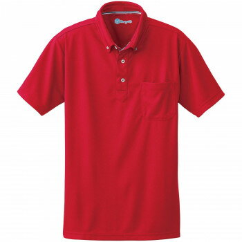 桑和 50391 半袖ボタンダウンポロシャツ(胸ポケット付き) 4Lサイズ レッド(43) SOWA