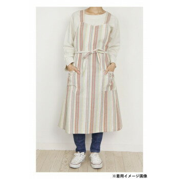 フレンズヒル ロングエプロン マルチストライプ レッド KS-202-23