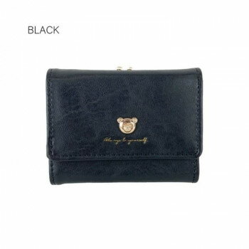 C, L, R, W - Sunny Side サニーサイド ベアがま口折財布 BK JW-0603-15