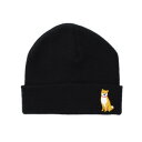 フレンズヒル 刺繍ニット帽 シバオスワリニット ブラック YW-305-501
