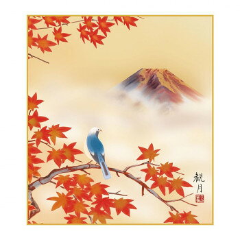 色紙 森山観月 紅葉に富士 24.2×27.2cm K5-013