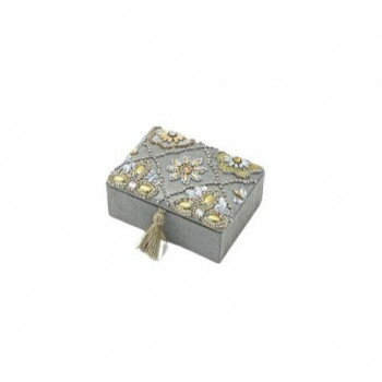 東京かんかん ビーズ刺繍ミニジュエリーボックス セージ M42-1177SG