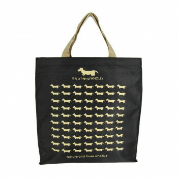 優美社 3L13-01 WHOLLY （ウォーリー） プリント角型手提げ大 ブラック