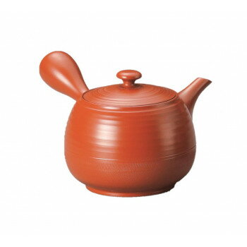 竹春朱泥袋大カット急須 Y556