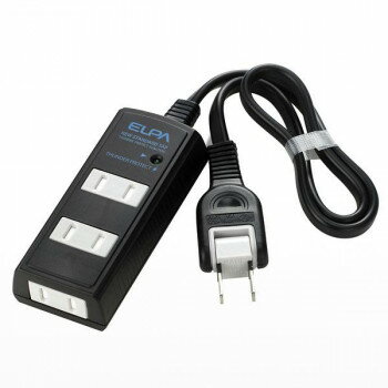 ELPA 耐雷サージ機能付コード付タップ 3個口0.5m ブラック WBT-3005SBN(BK)