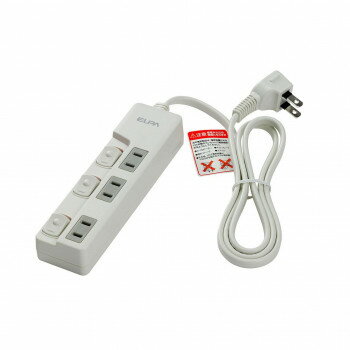 ELPA ランプレススイッチ付タップ 3個口1m WLS-U31EB(W)