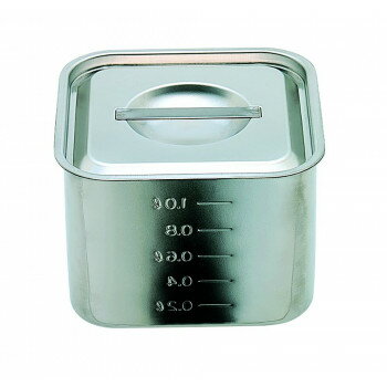 スギコ 18-8目盛付浅型角キッチンポット(フタ付) SH-4218 SA0886