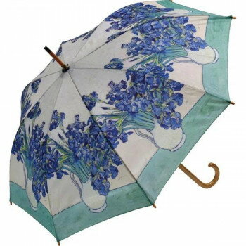 名画木製ジャンプ傘 ゴッホ「アイリスの花瓶」 AU-02230 [ラッピング不可][代引不可][同梱不可]