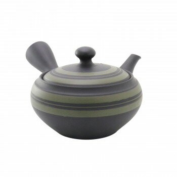 柏陽黒平丸黄緑ライン急須 450cc Y-552
