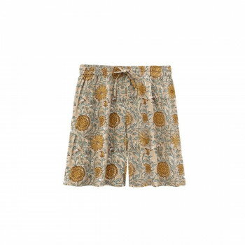 ショートパンツ コンフィーブロックプリント ブラウン 16725007070