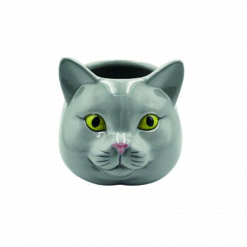 キャットセラミック フラワーポット(S) グレー 4009566-04