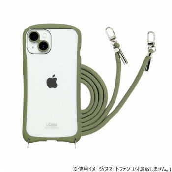 iPhone15/14兼用背面型ケース i.Color Khaki iP23-61-ICSH06