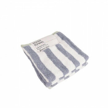 無撚糸リンピオウォッシュタオル3枚組 グレー SI-14125-3GY