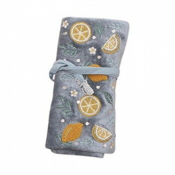 東京かんかん レモン刺繍アクセサリーケース ライトブルー M42-2706LB