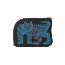 東京かんかん CHIZURI刺繍シルエットポーチ(ネコ) ブラック H25S228BK