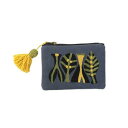 東京かんかん CHIZURI刺繍フラットポーチ(葉っぱ) イエロー H25S229YE