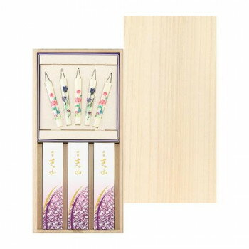 日本香堂 銘香芝山 桐箱絵ローソク5本セット 571905