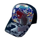 大西賢製販 Ripple 刺繍綿キャップ 紅鯉 黒 H27-SC07