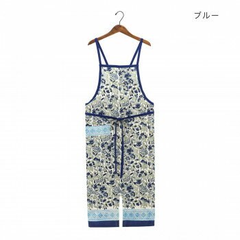 エプロン カリーノブロックプリント ブルー 11725900230