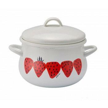 豊琺瑯 Plune.(プルーン) ホーロー両手鍋16cm あかいちご PCR-801