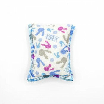 膨らませて使う韓国式あかすりスポンジ エアシャワー ラビットブルー