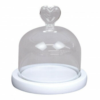 フラワーアレンジ ガラスドームハート WH K-2700