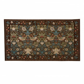 川島織物セルコン Morris Design Studio イチゴドロボウ マット 約67×120cm FH1709A BR ブラウン [ラッピング不可][代引不可][同梱不可]