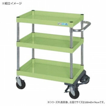 サカエ CSパールワゴン中量タイプ フットブレーキ付 グリーン CSP-1073BR [ラッピング不可][代引不可][同梱不可]