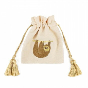 アニマル刺繍巾着ポーチ3 05/ナマケモノ F248009-05