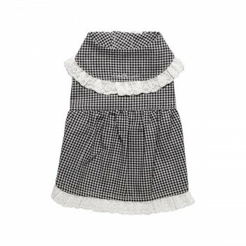 ペット用品 ドッグウェア チェック柄ワンピース Black/ブラック Sサイズ DG-CHK01-S