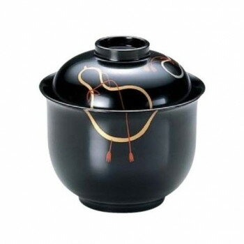 福井クラフト すずらん小吸椀 黒ひさご絵 手塗漆、手描き 36500240