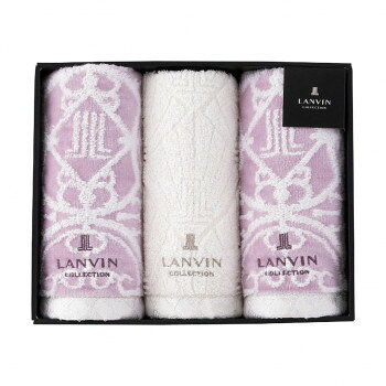 ランバン フェイスタオル3枚セット パープル 22709-24050-605 4080-080