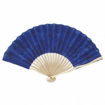 大西賢製販 Ripple×tottua 波骨布扇子・扇子袋セット 刺繍フラワー ブルー SGF27-A18