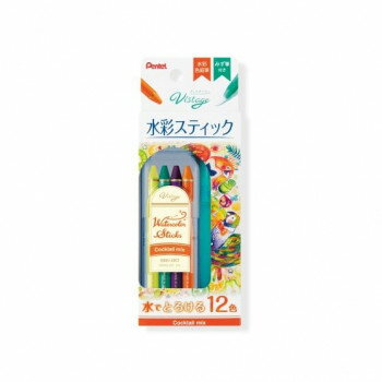 Office Supplies - ぺんてる 水彩スティック12色カクテルミックス GSS1-12CT 1個入