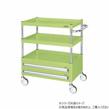 サカエ CSパールワゴン中量タイプ 引出し付 グリーン CSP-6083A2SE [ラッピング不可][代引不可][同梱不可]