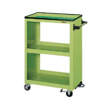 サカエ パネルワゴン 天板皿型 フットブレーキ付 グリーン PMW-2CBR [ラッピング不可][代引不可][同梱不可]