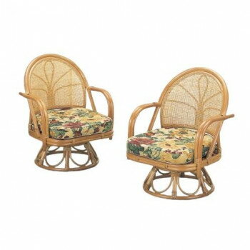 今枝商店 Romantic Rattan 籐回転座椅子2脚組 ハイタイプ S34 [ラッピング不可][代引不可][同梱不可]