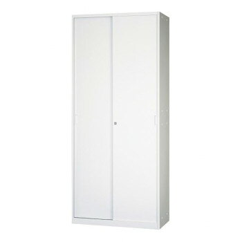 壁面収納家具/D:450・ホワイトタイプ 引違スチール戸/ラッチ仕様 H2100 棚板5枚付 ALPSホワイト色 COM-UASR-W21 [ラッピング不可][代引不可][同梱不可]